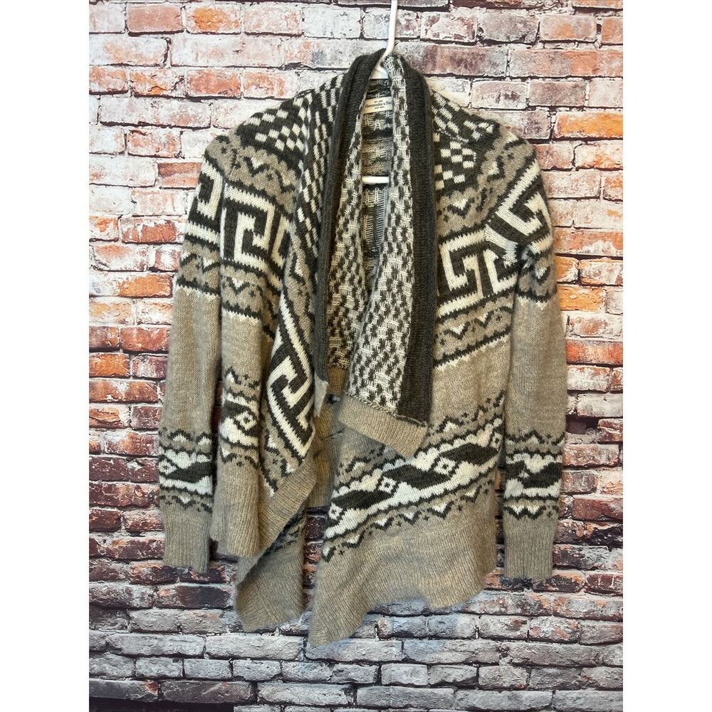 Abercrombie and Fitch open cardigan sweater brown aztec women's size xs/s